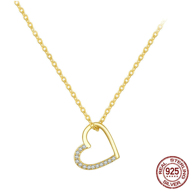 Heart-shaped Plated White Gold Necklace