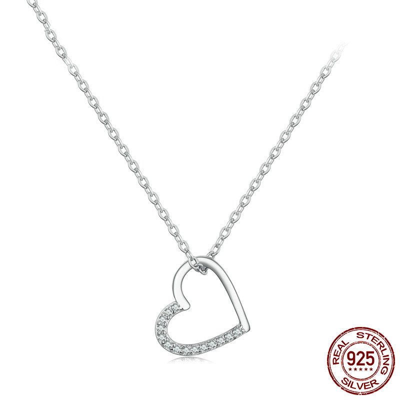 Heart-shaped Plated White Gold Necklace