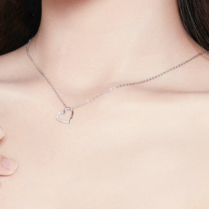 Heart-shaped Plated White Gold Necklace